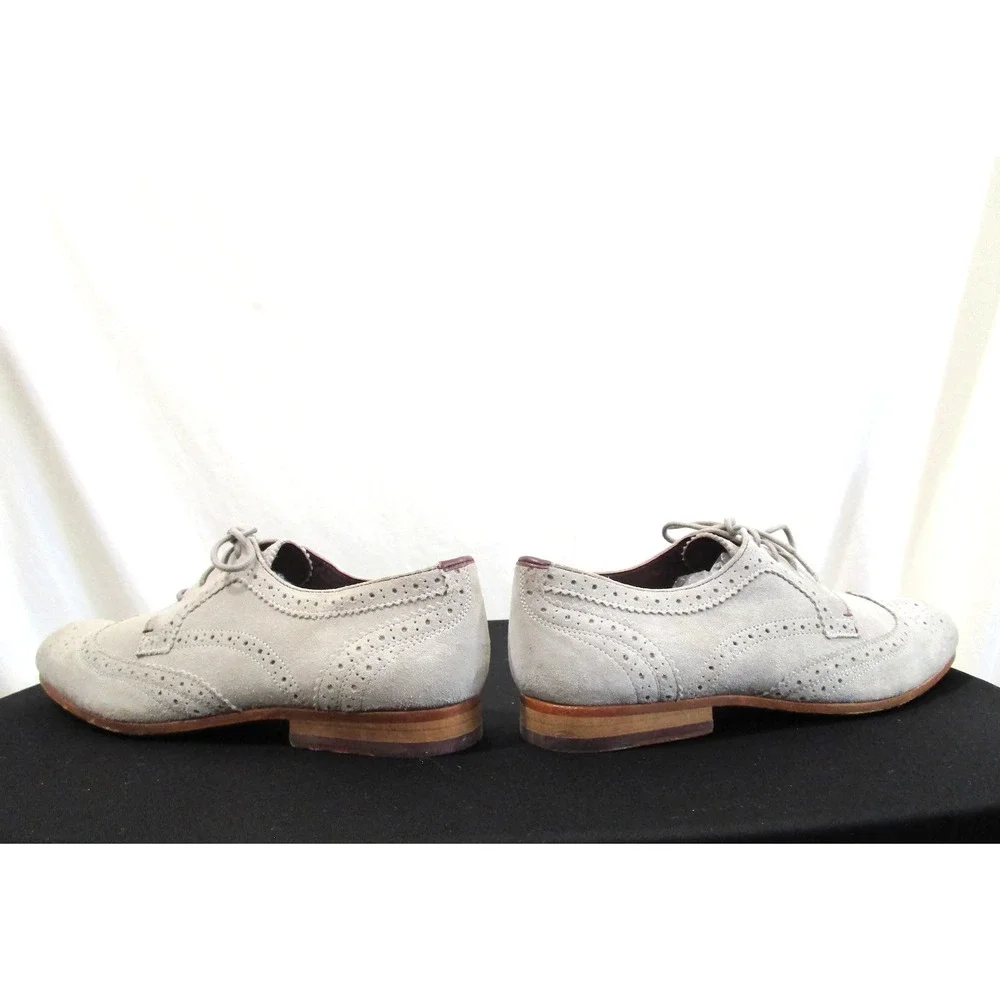 NWOB Ted Baker Gray Suede Wingtip Oxford Dress Shoes Men 10.5 B Narrow